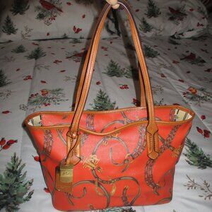 Ralph Lauren orange print  Equestrian classic tote